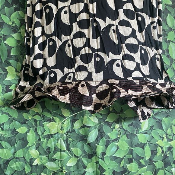 nwt FARM RIO for ANTHROPOLOGIE sz XL Geo Toucan Dress black Off white - Picture 8 of 16